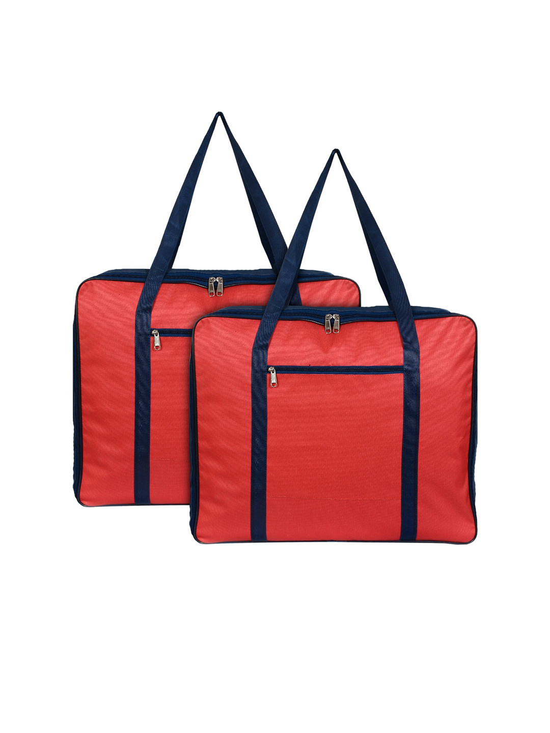 Kuber Industries Set of 2 Red & Blue Solid Foldable Underbed Storage Organisers