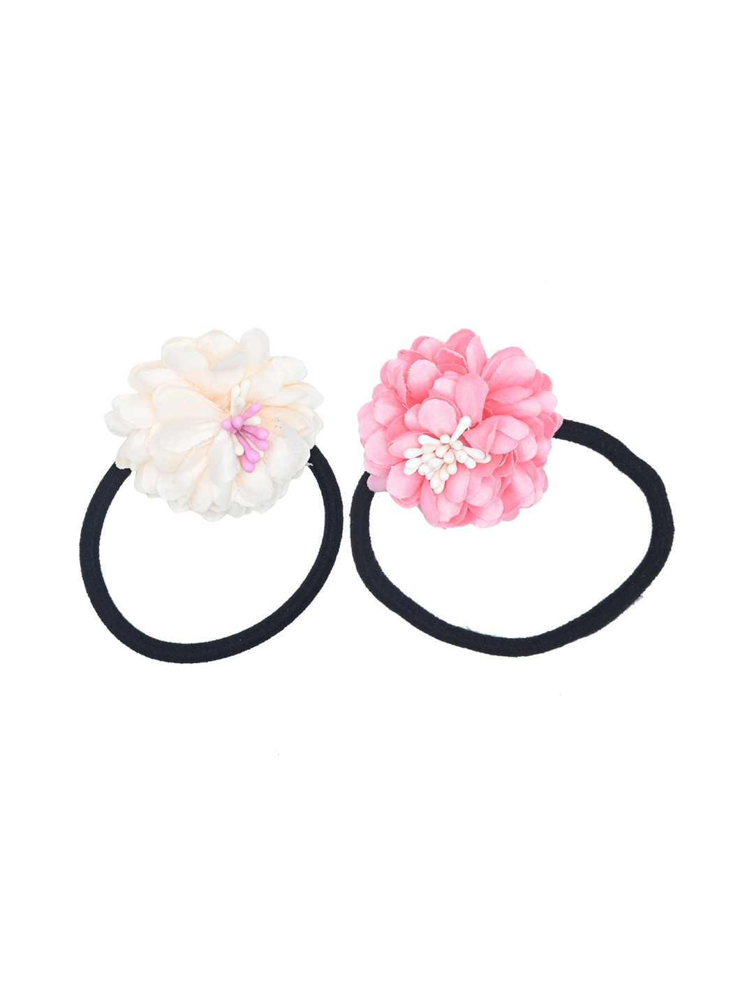 FUNKRAFTS Girls Black Set of 2 Ponytail Holders