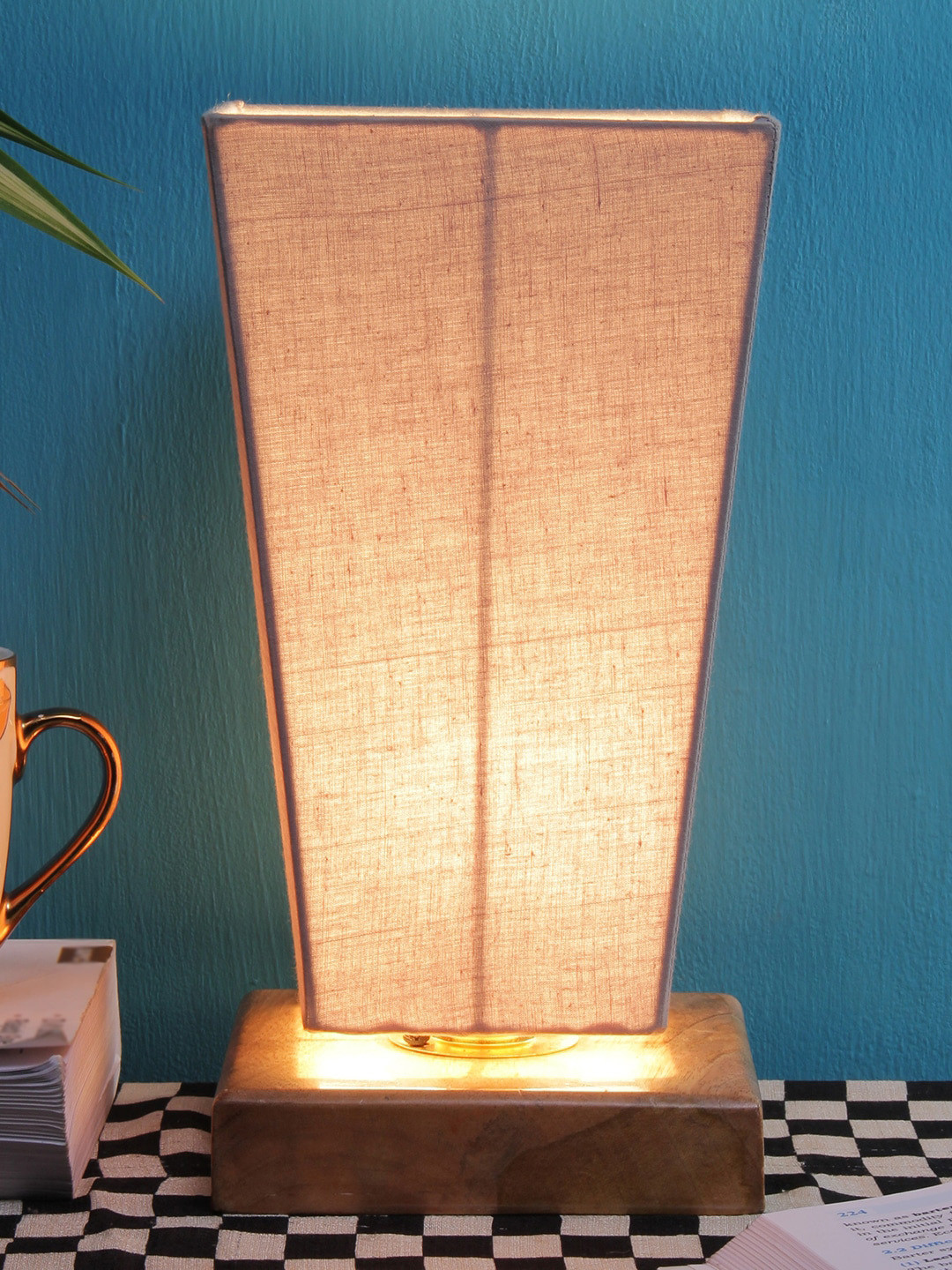 Devansh Grey Solid Contemporary Column Lamp with Shade