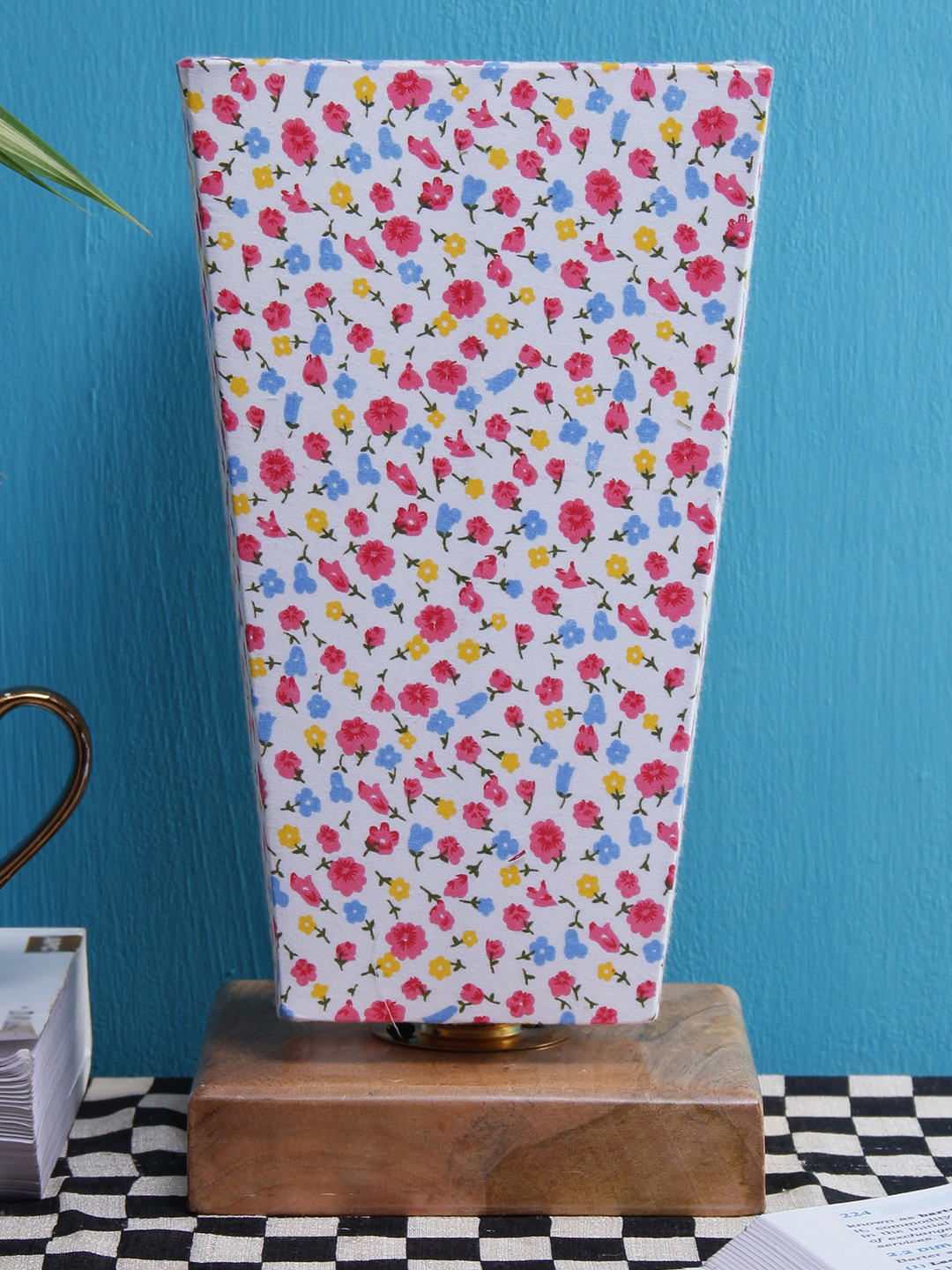 Devansh White & Pink Printed Contemporary Table Lamp with Shade