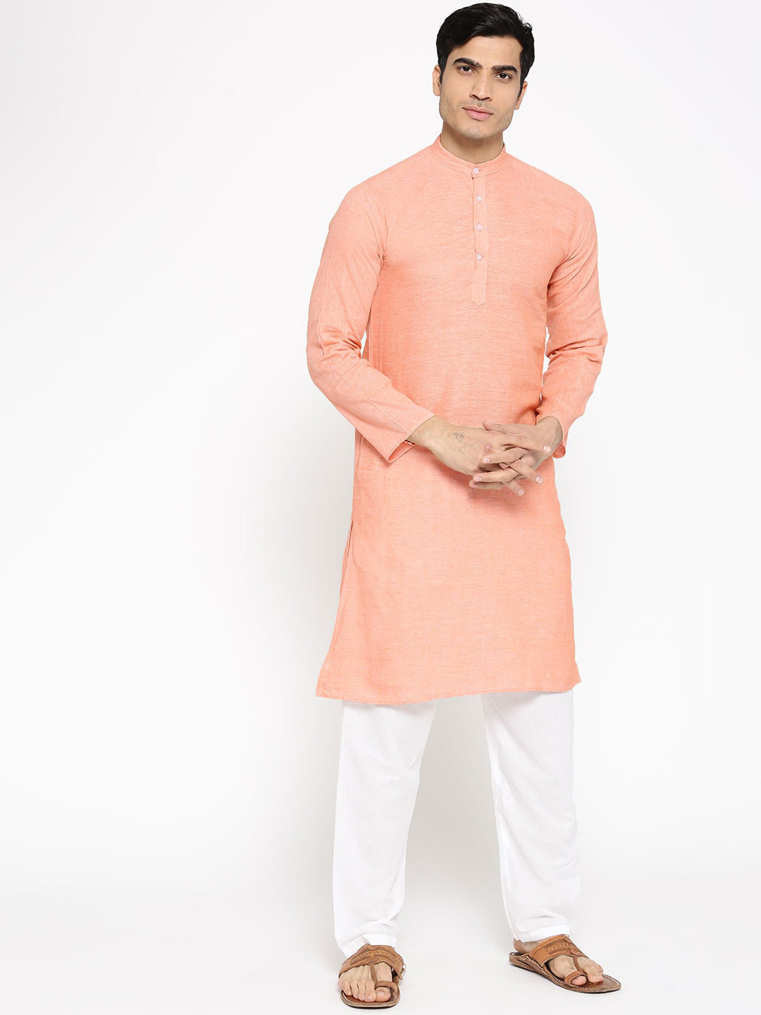 Vastraa Fusion Men Orange Kurta