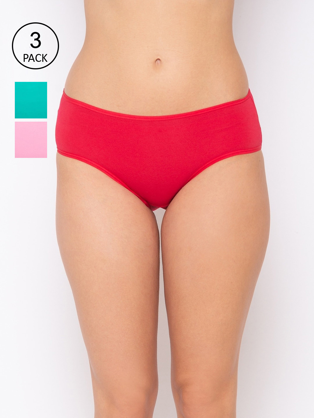 Candyskin Women Pack of 3 Solid Hipster Briefs CSHIN02