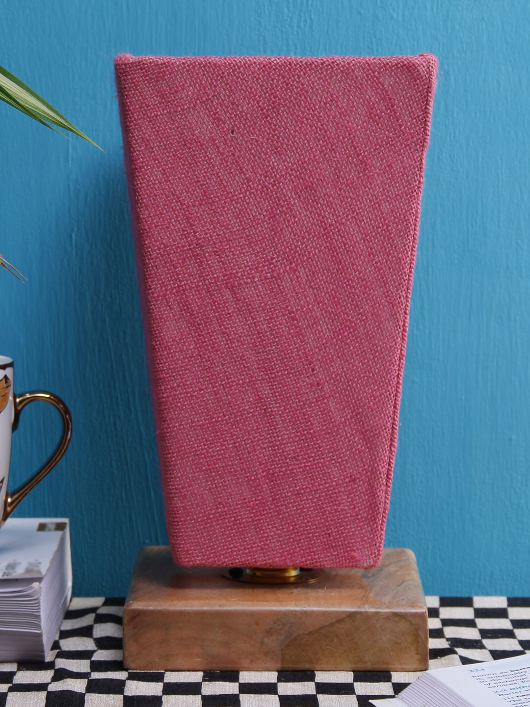 Devansh Pink Self Design Traditional Table Lamp with Shade