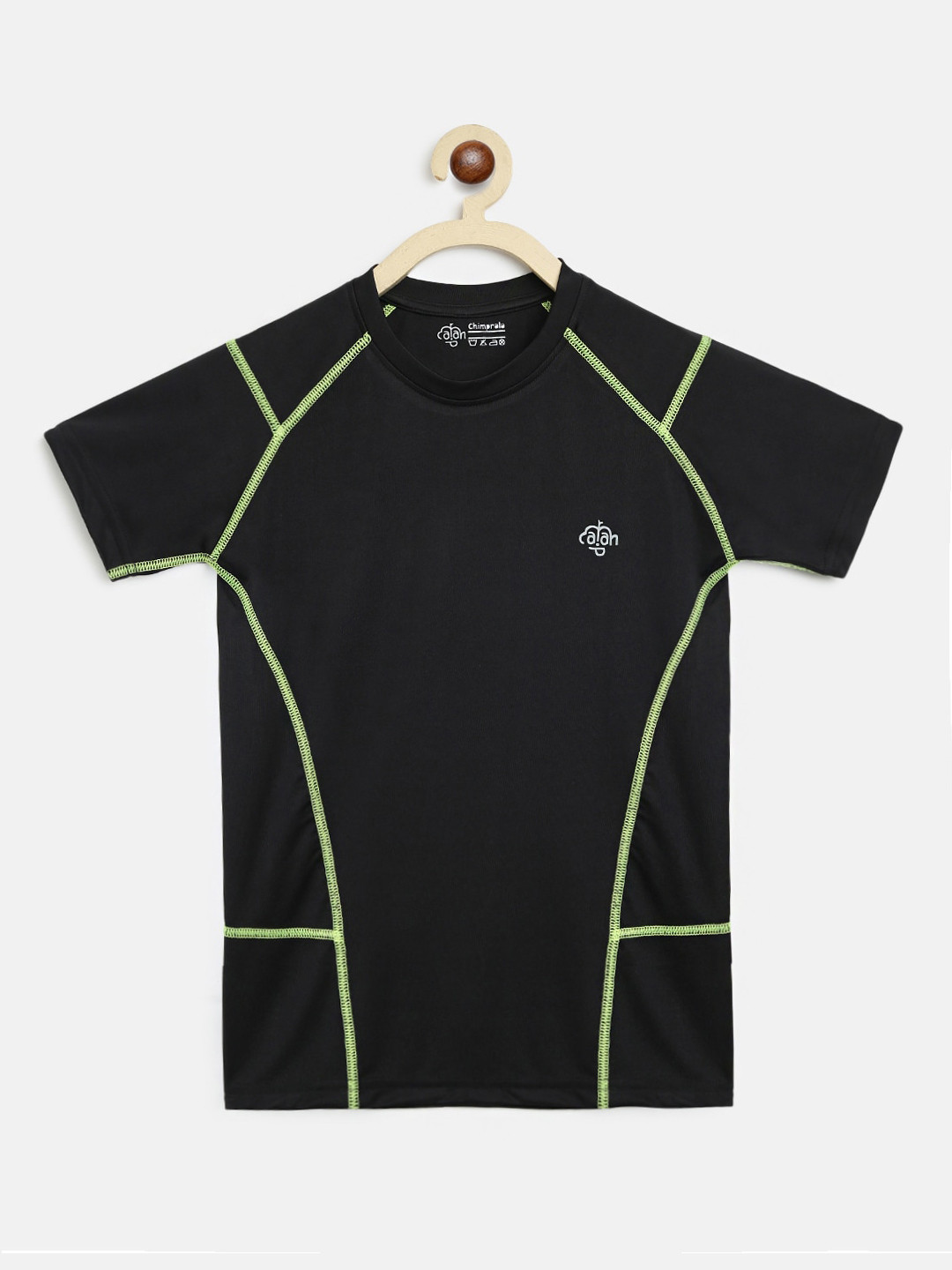 CHIMPRALA Boys Black Solid Round Neck Sports T-shirt