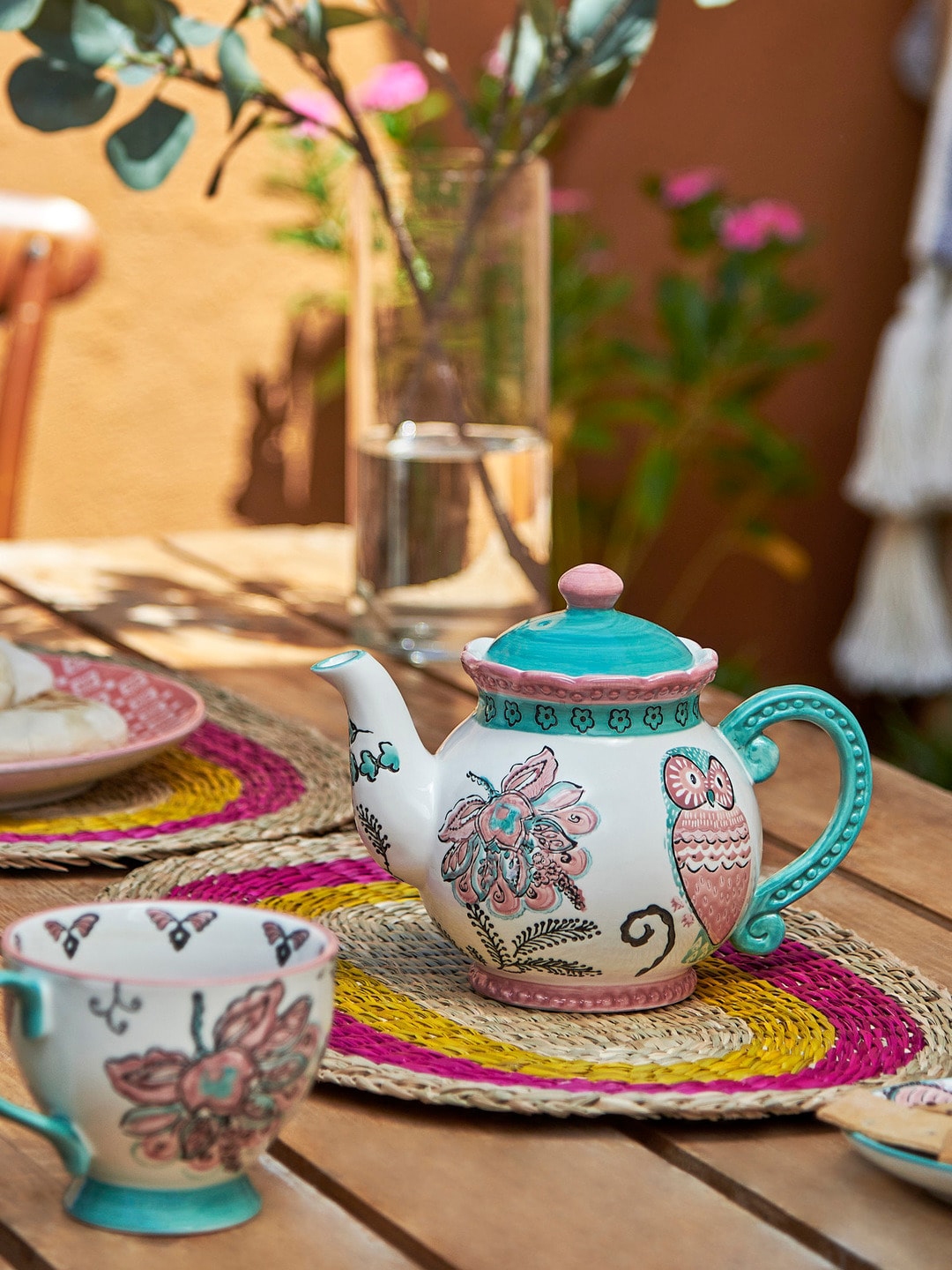 Chumbak White Sea Green Kansas Tales Printed Kettle