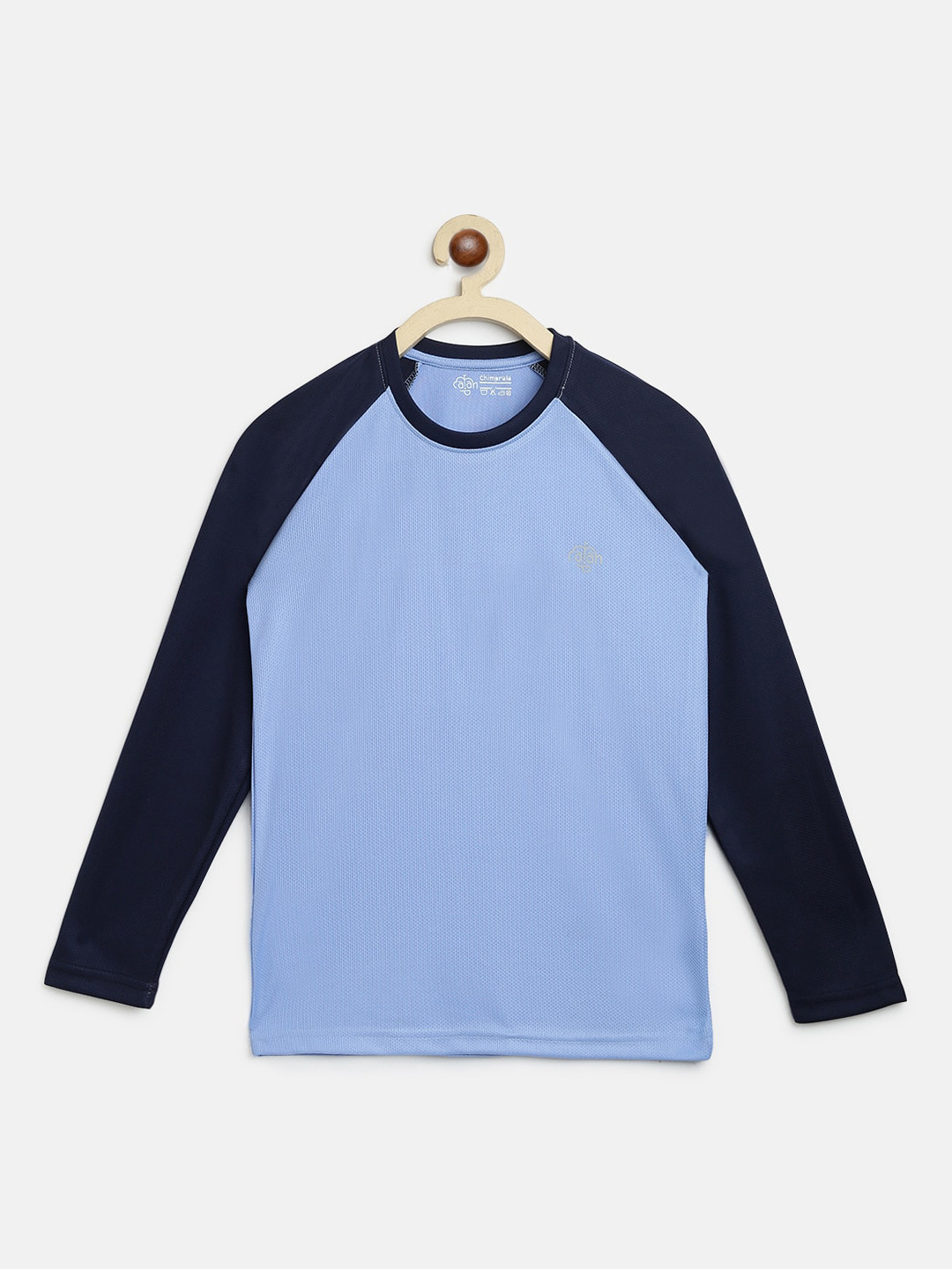 CHIMPRALA Boys Ice Blue Colourblocked Round Neck  Sports T-shirt