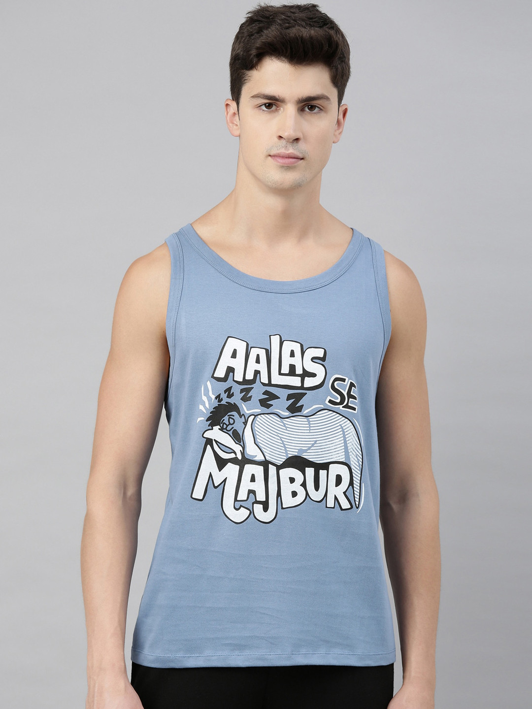 Bushirt Men Turquoise Blue Printed Turquoise  Round Neck T-shirt