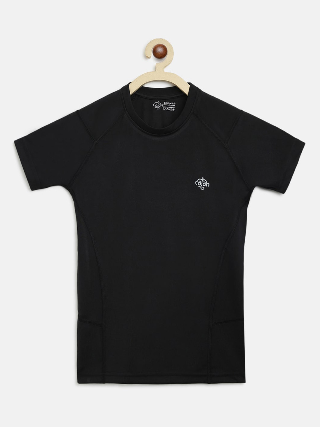 CHIMPRALA Boys Black Solid Round Neck Sports T-shirt