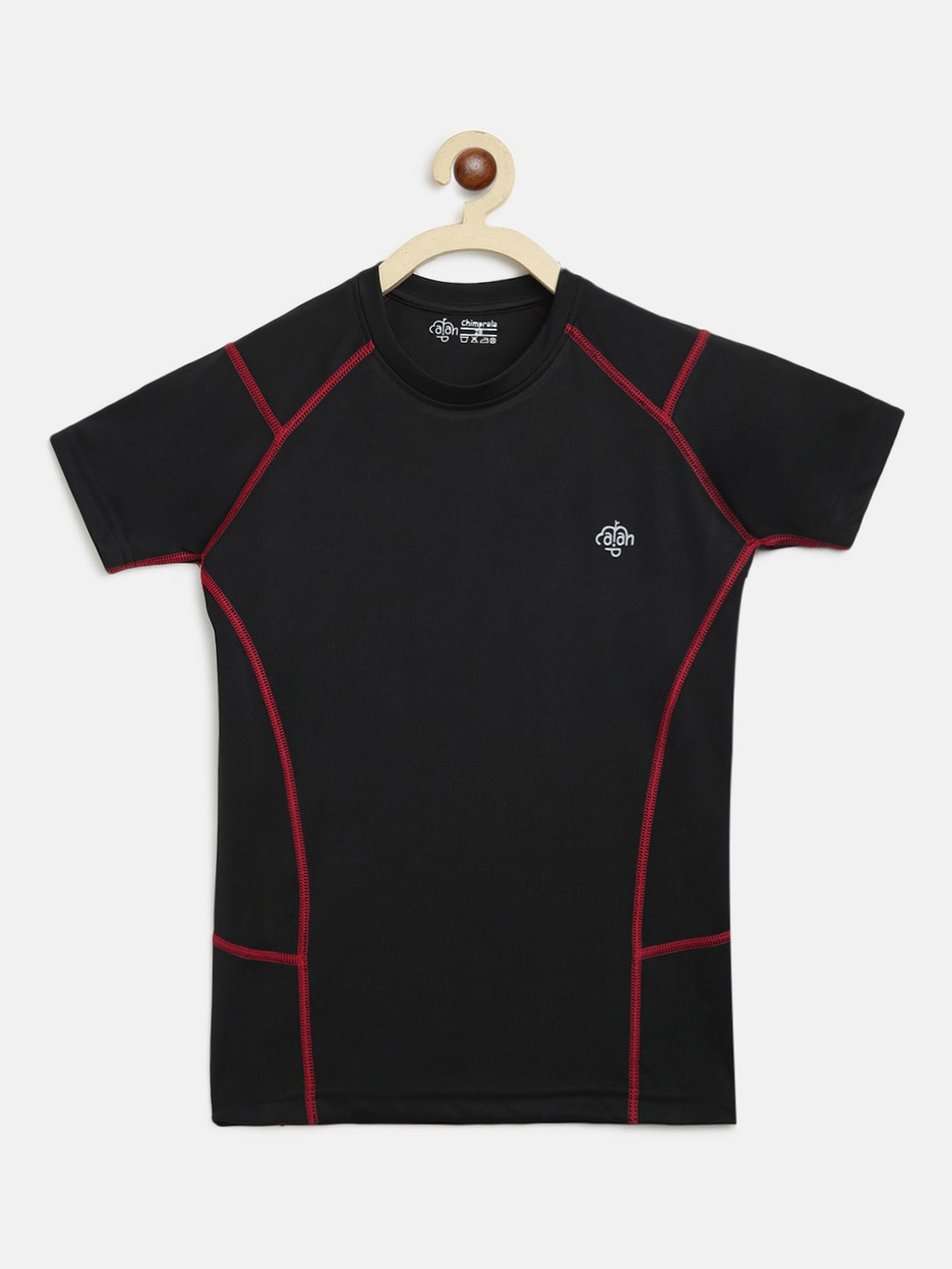 CHIMPRALA Boys Black Solid Round Neck  Sports T-shirt