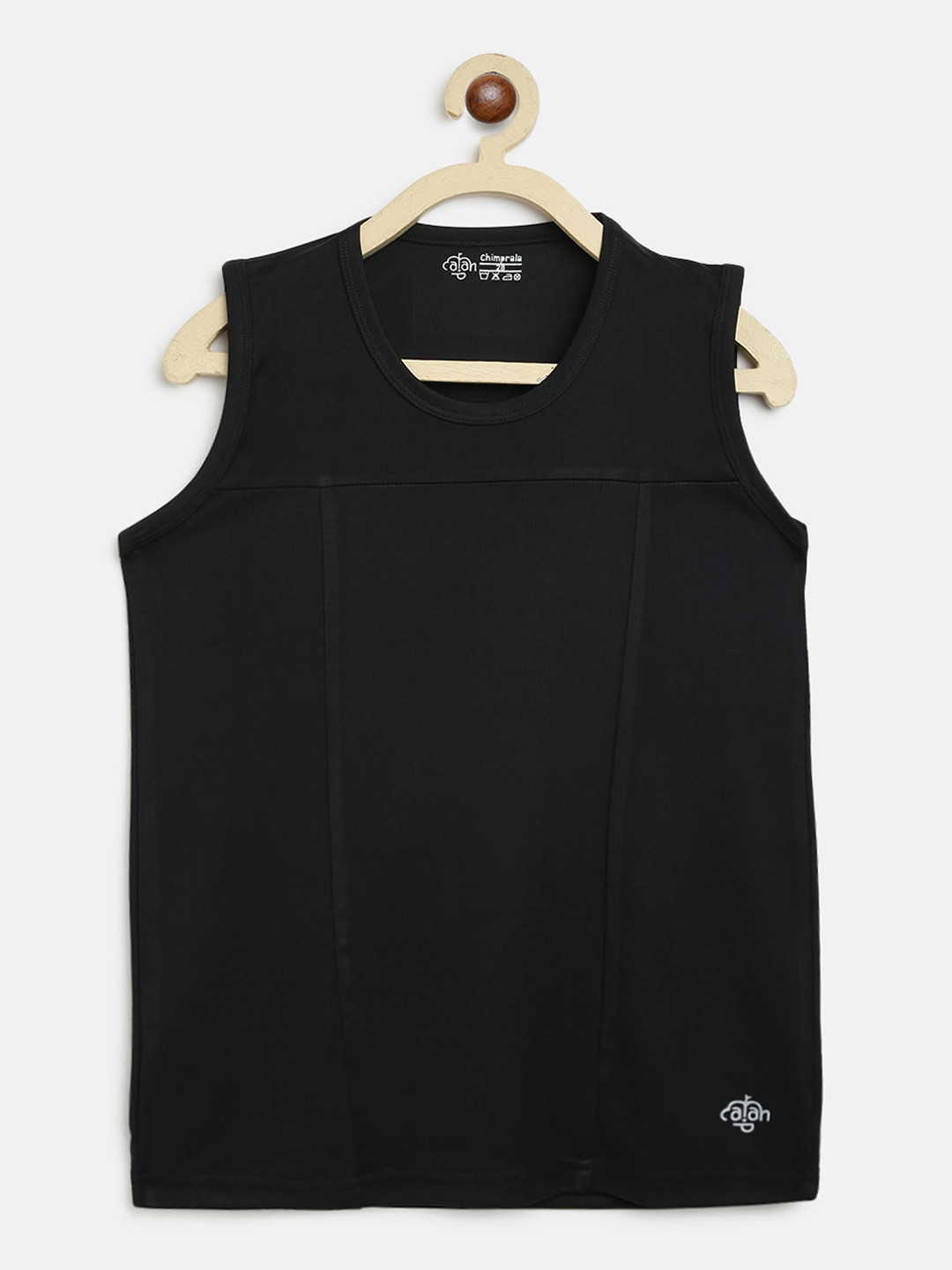 CHIMPRALA Boys Black Solid Round Neck Sleeveless Vest Sports T-shirt