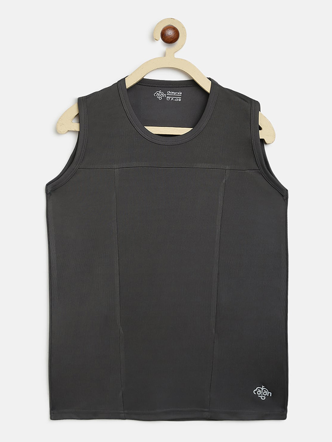 CHIMPRALA Boys Charcoal Solid Round Neck Sleeveless Vest Sports T-shirt