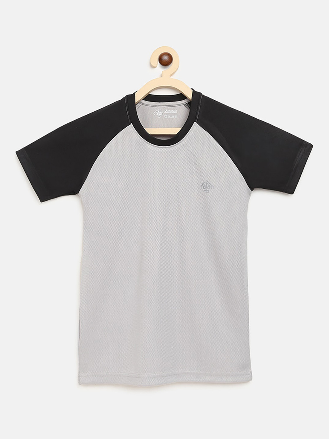 CHIMPRALA Boys Grey Colourblocked Round Neck Sports T-shirt