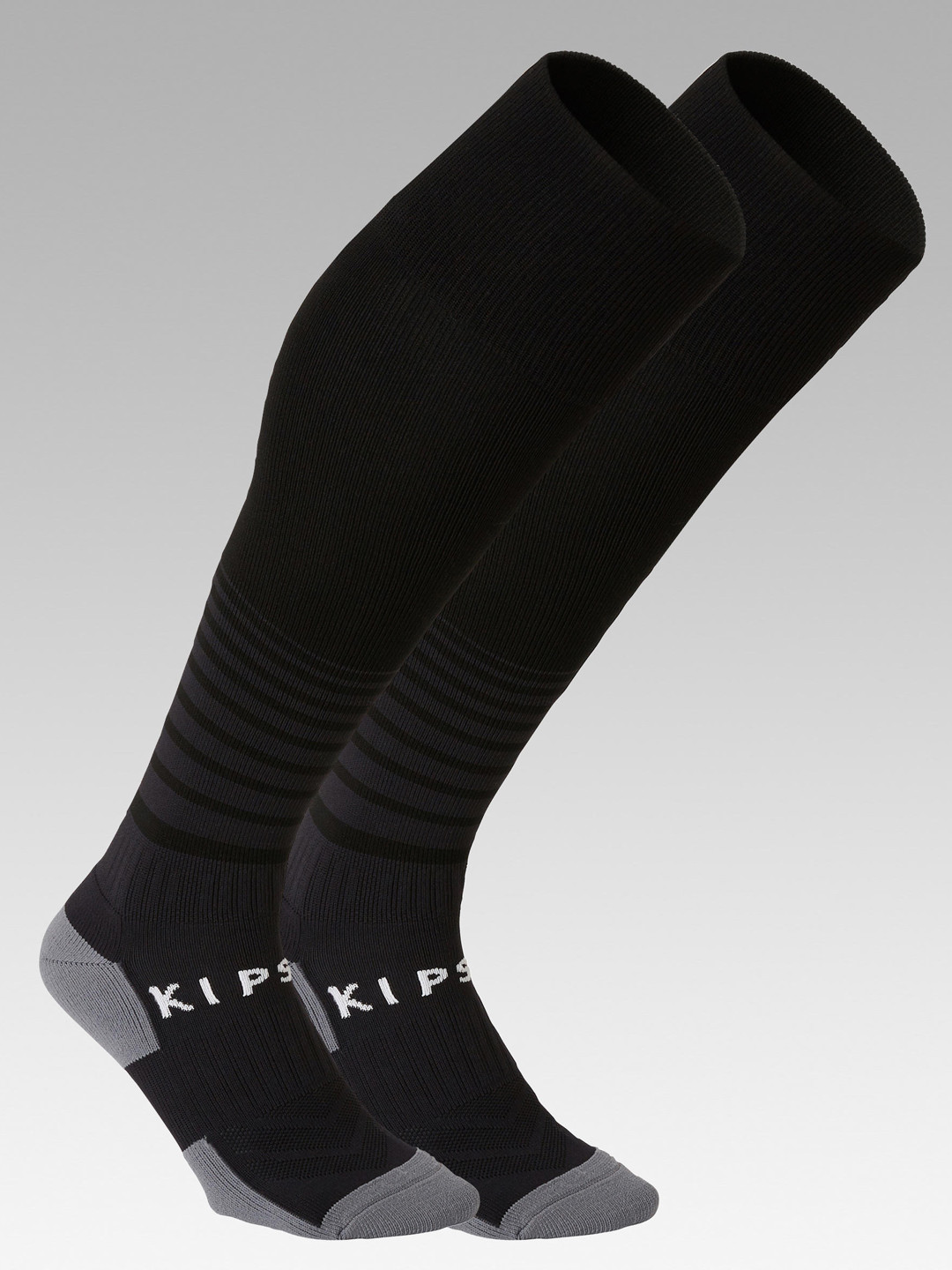 Decathlon KIPSTA - Kids Black Striped Viralto Breathable Football Socks