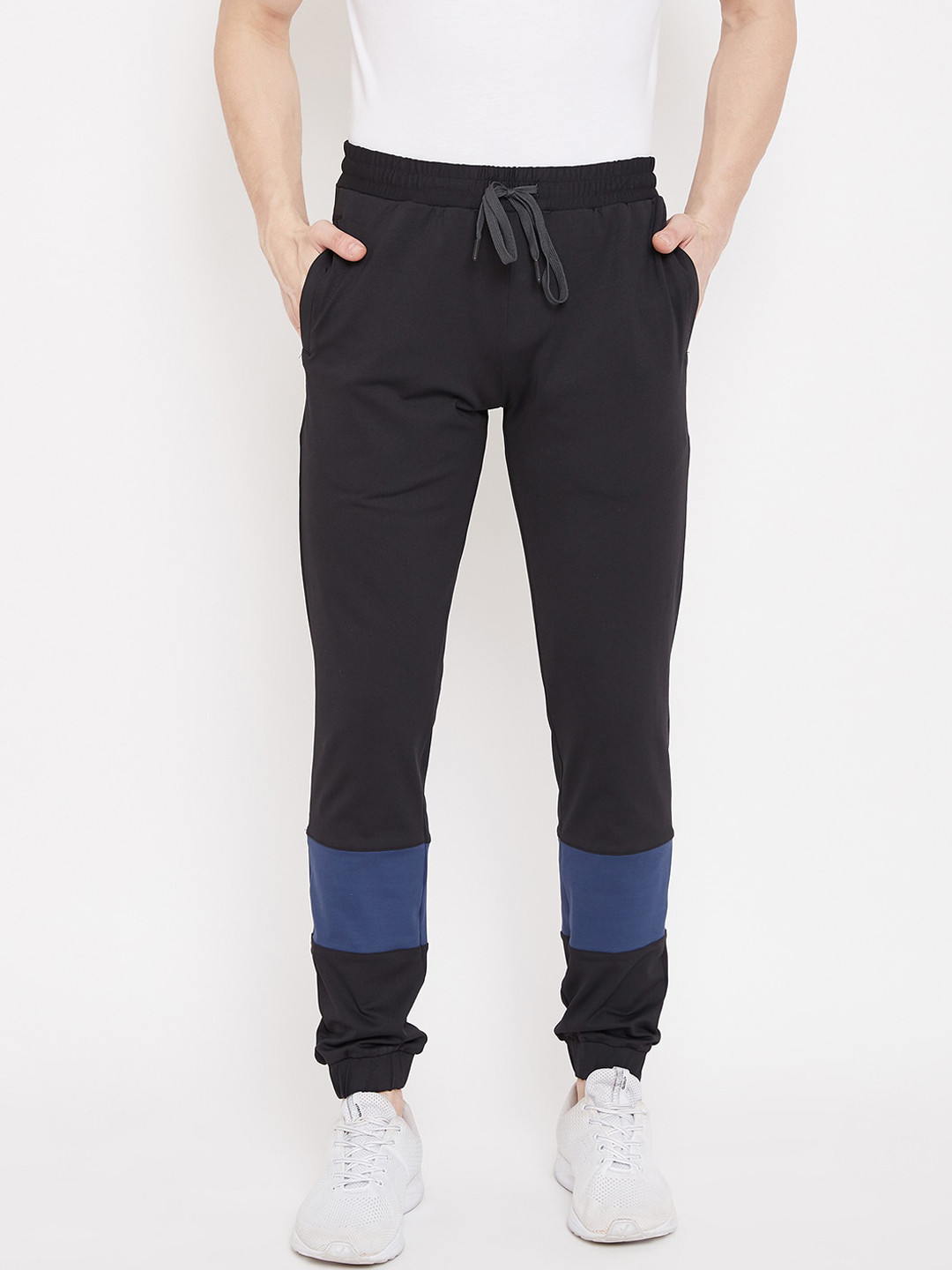 JUMP USA Men Black & Navy Blue Solid Slim-Fit Joggers