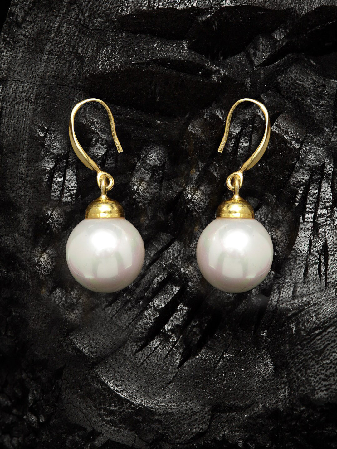Clara Gold-Toned & Off-White Classic Drop Earrings