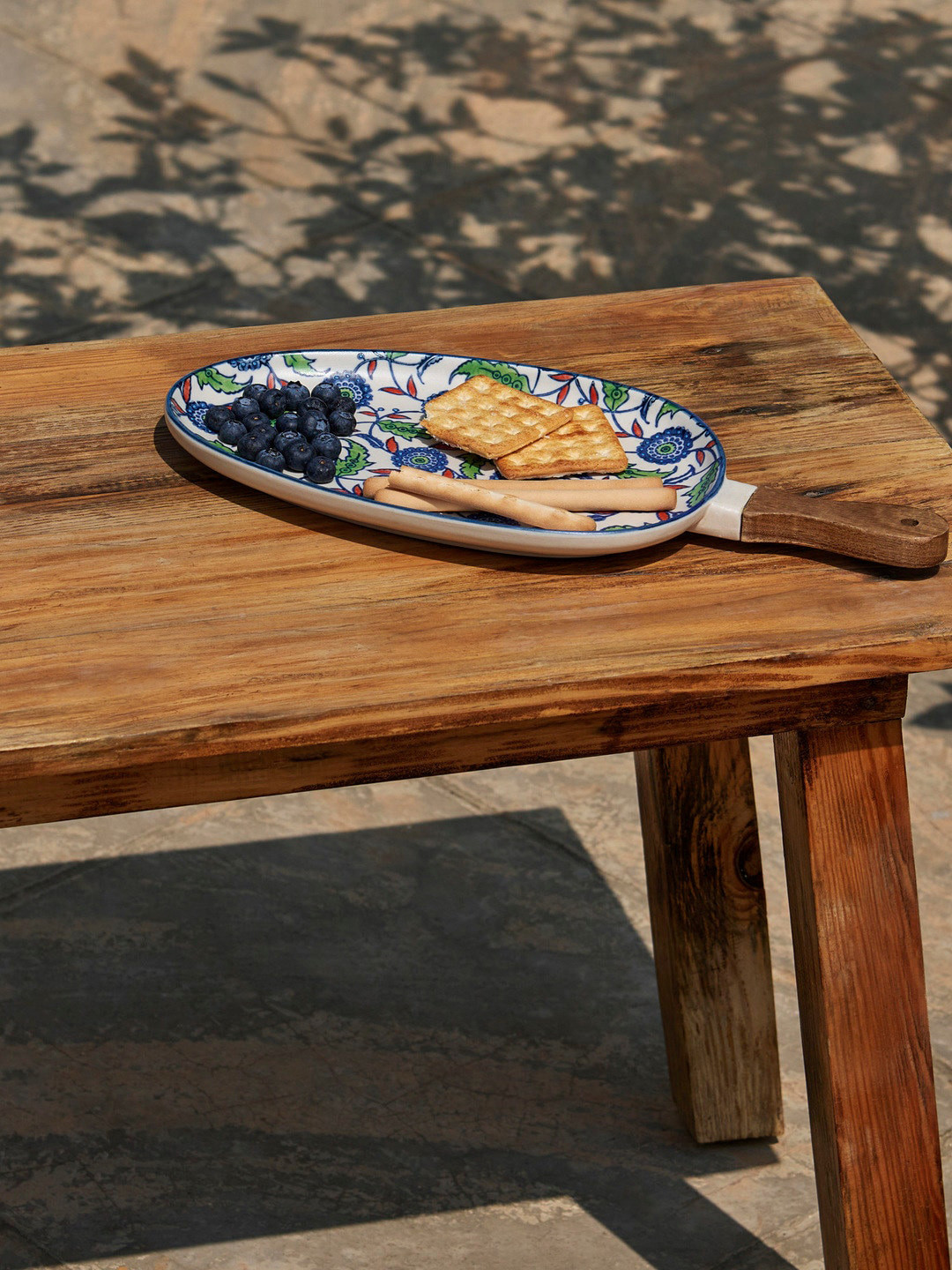 Chumbak White & Blue Jaipur Backyard Printed Platter