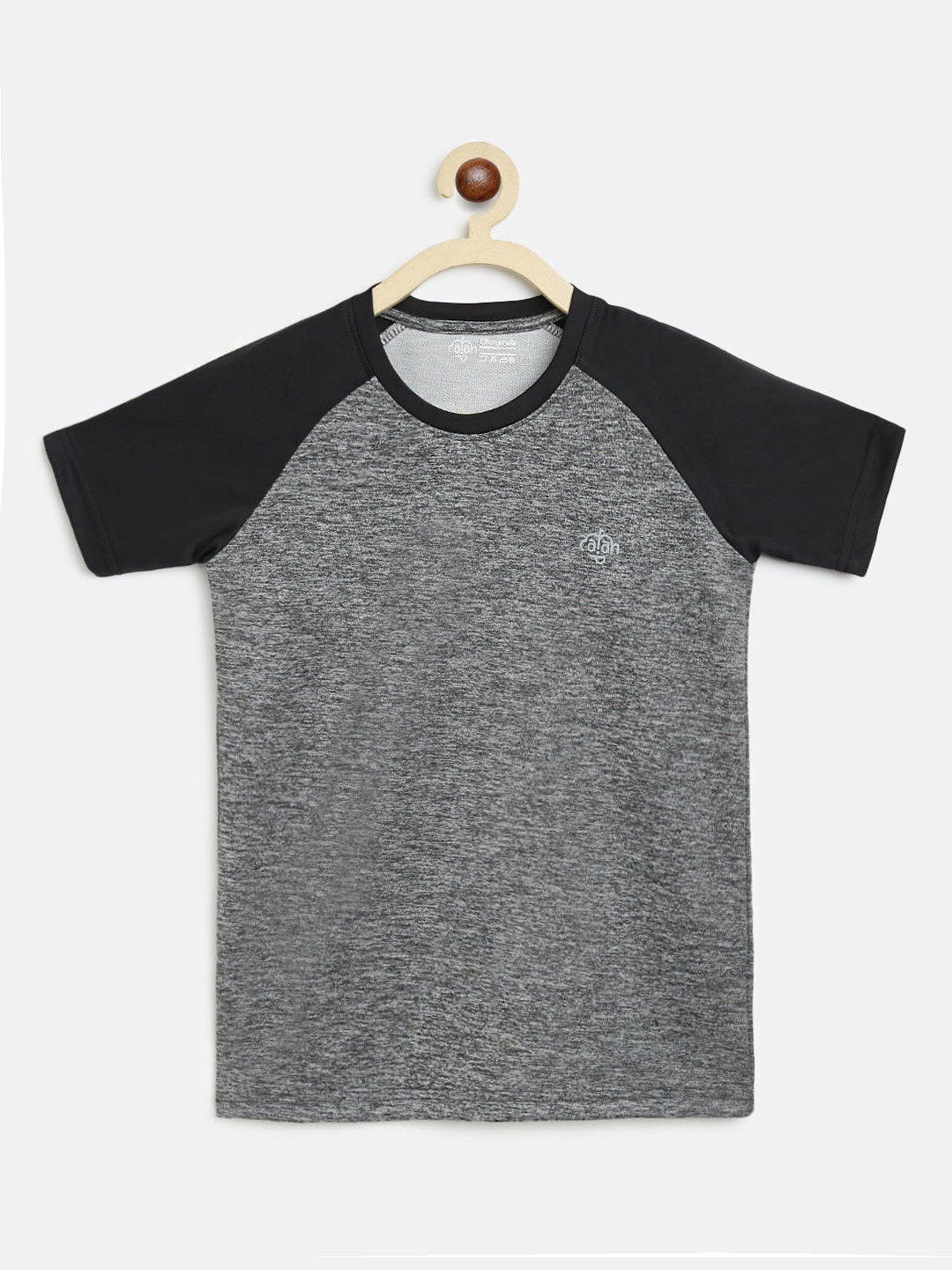CHIMPRALA Boys Grey & Black Solid Round Neck Sports T-shirt