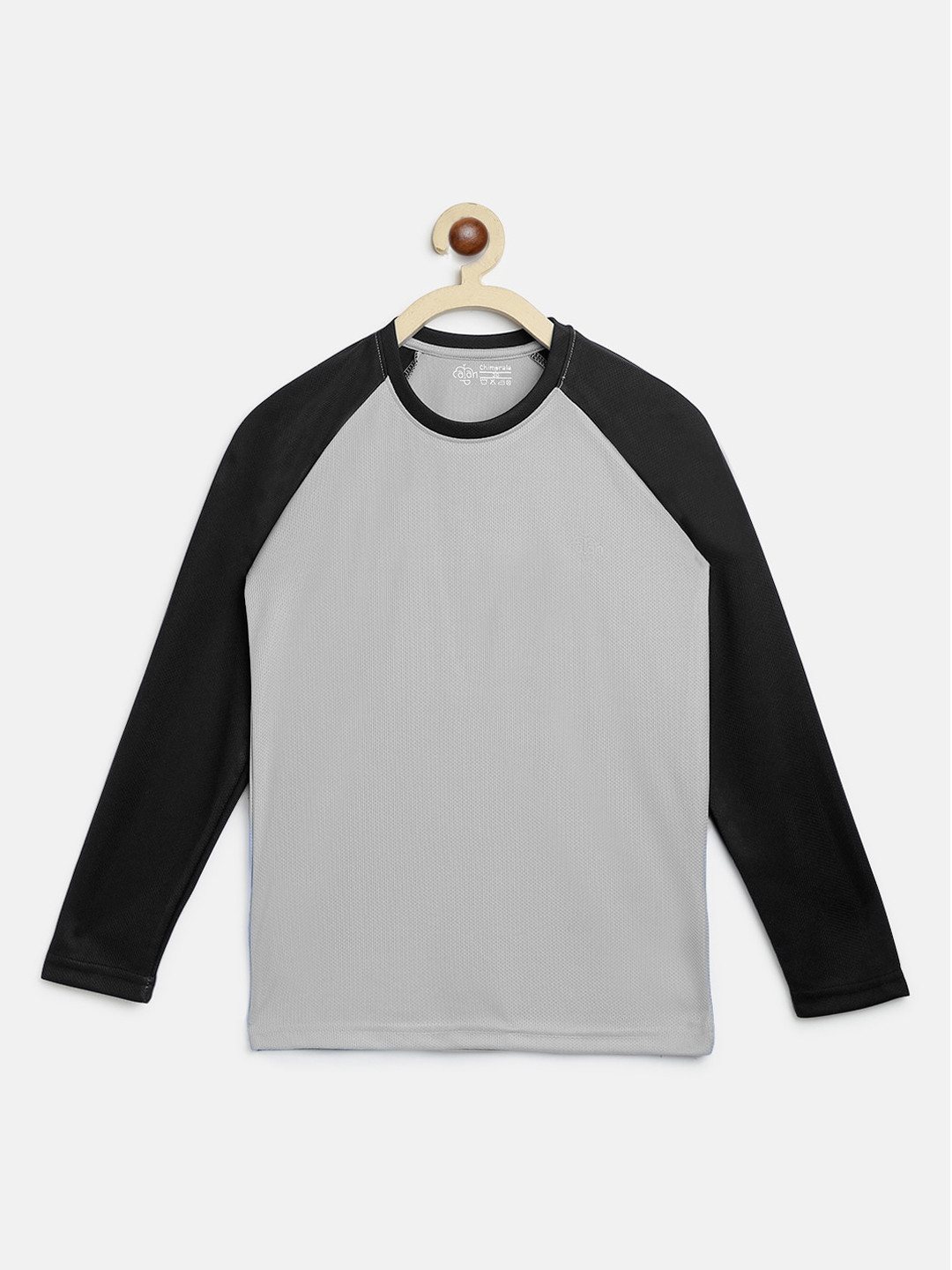 CHIMPRALA Boys Grey & Black Colourblocked Round Neck  Sports T-shirt