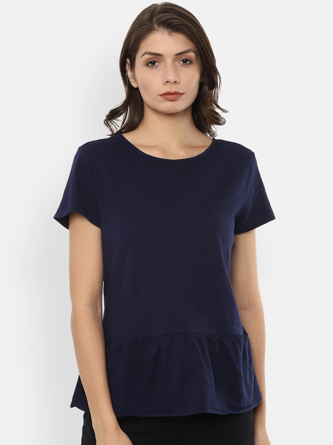 Van Heusen Woman Women Navy Blue Peplum Top