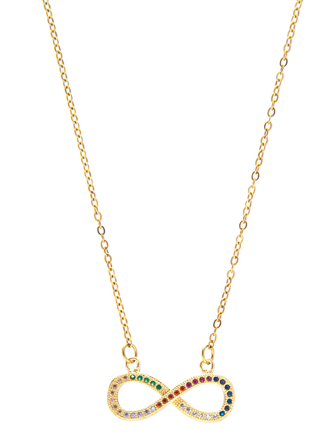 Moon Dust 22K Gold Plated CZ Studded Infinity Charm Necklace