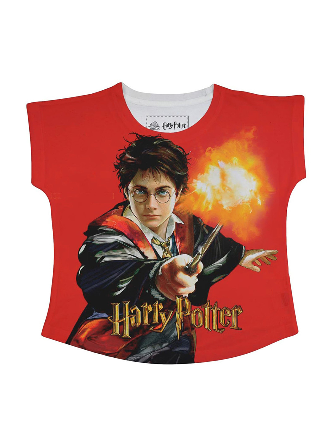 Harry Potter Girls Red & Black Harry Potter Printed Printed Regular Top