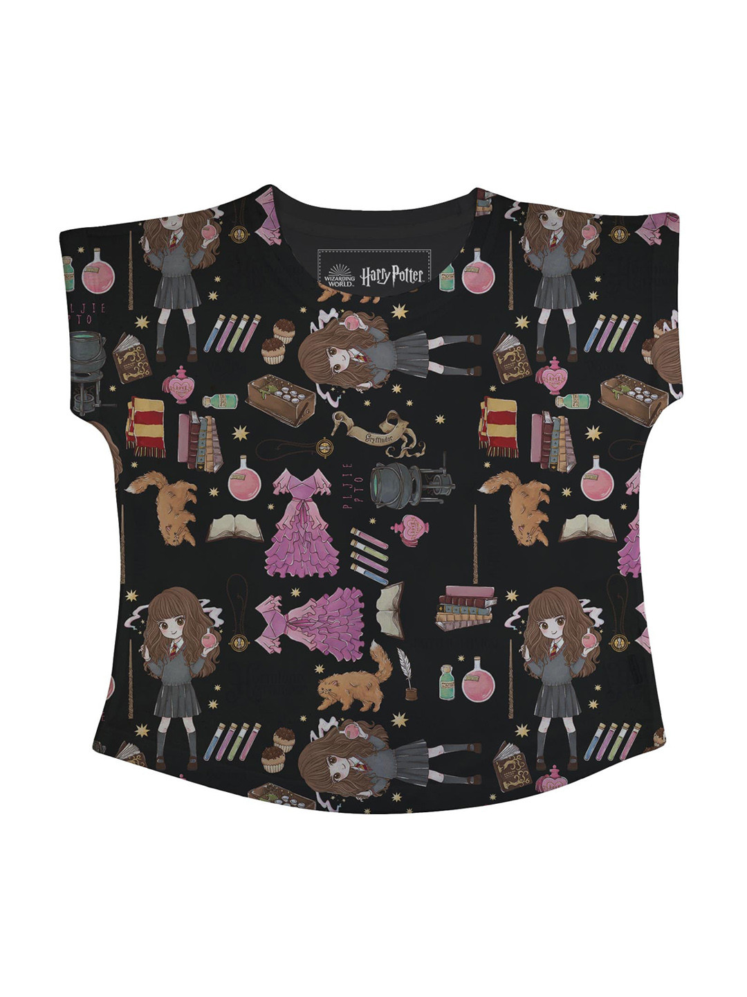 Harry Potter Black Hermione Printed Regular Top