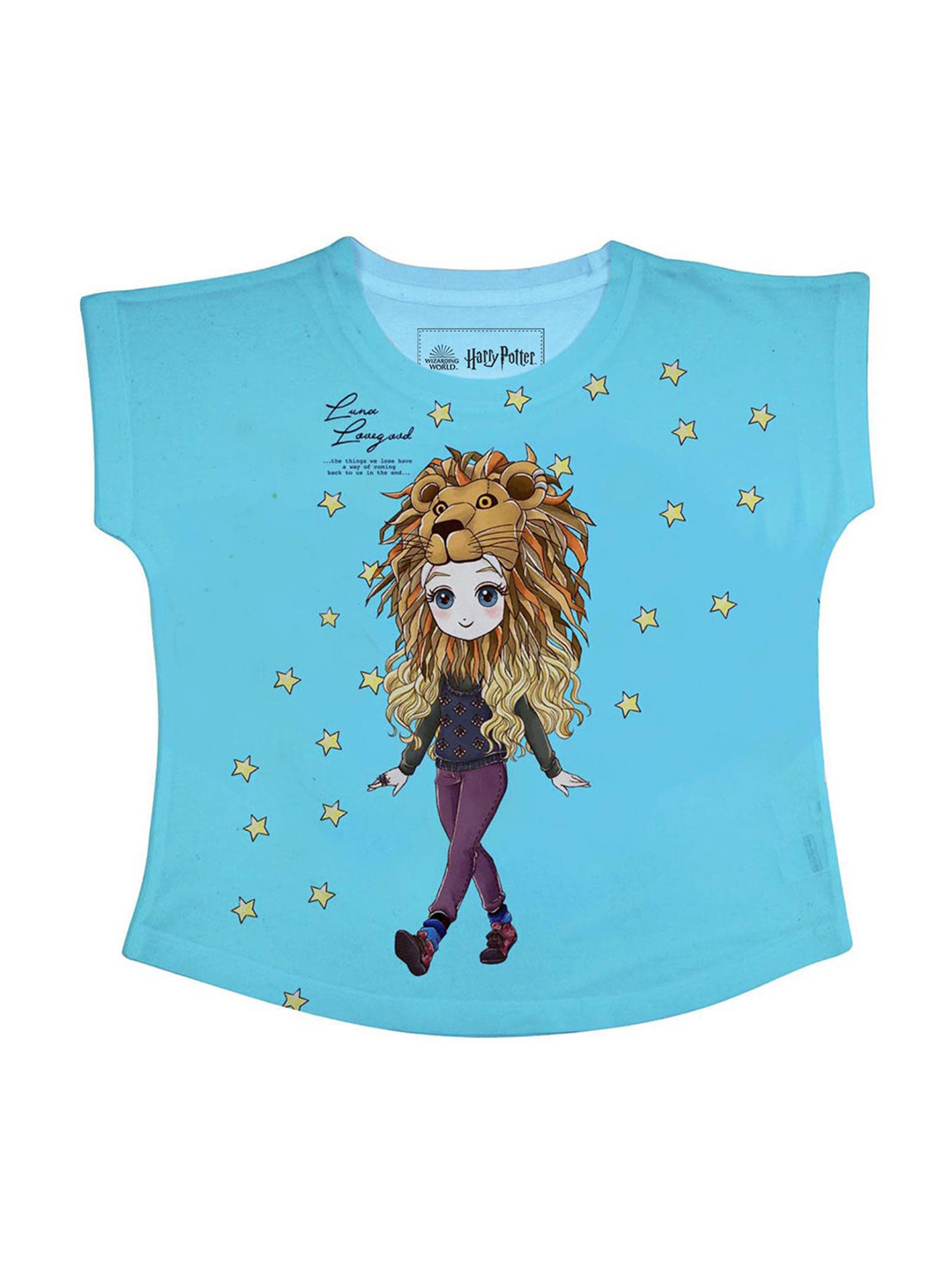 Harry Potter Blue & Brown Printed Regular Top