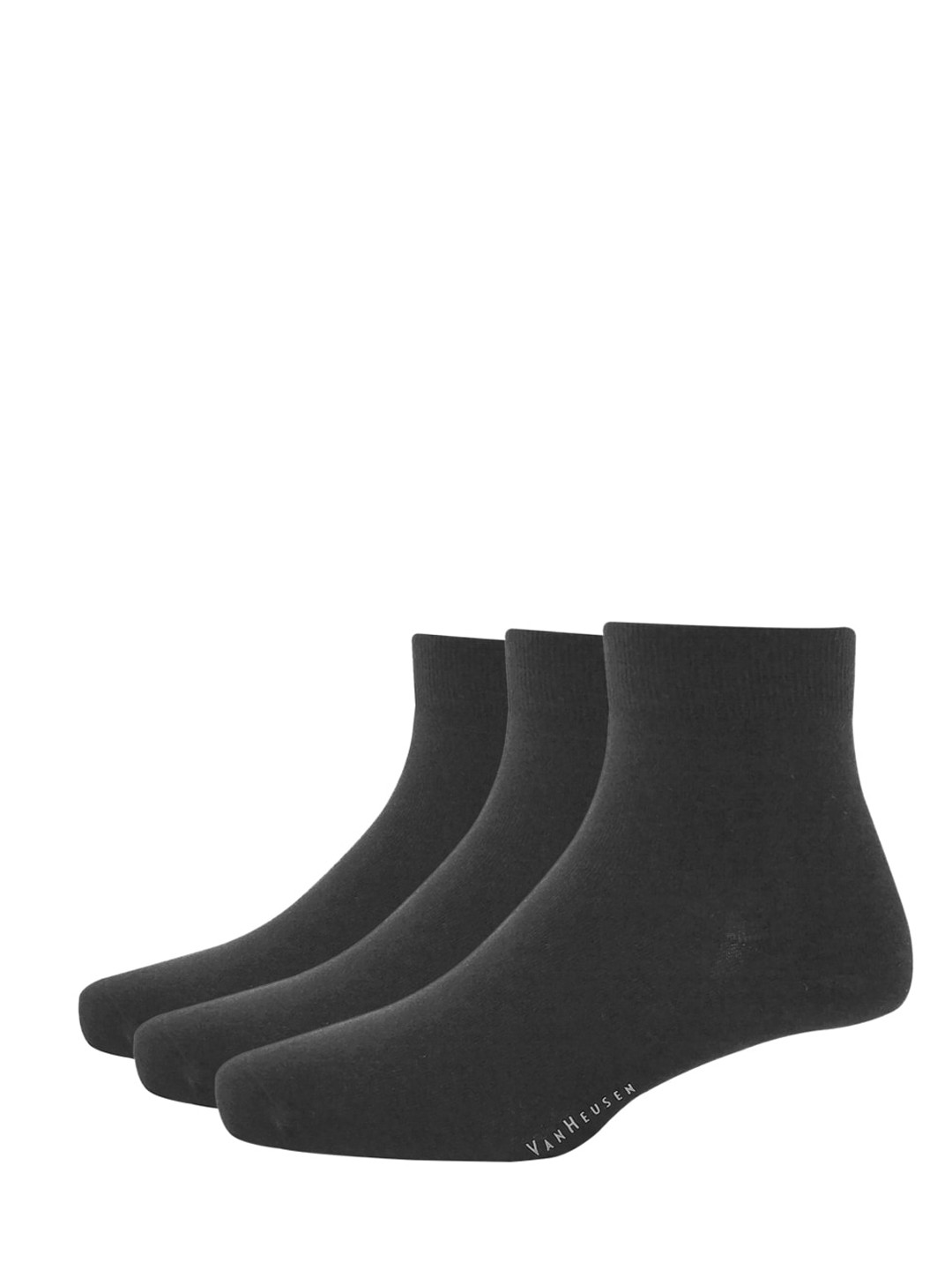 Van Heusen Men Pack Of 3 Black Solid Above Ankle-Length Socks