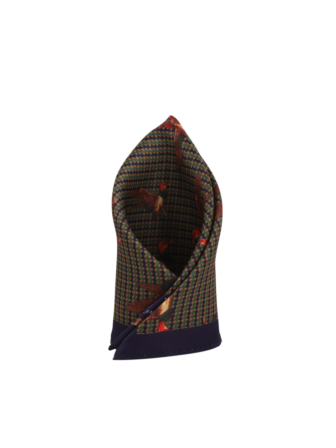 Louis Philippe Men Beige & Navy Blue Printed Silk Pocket Square