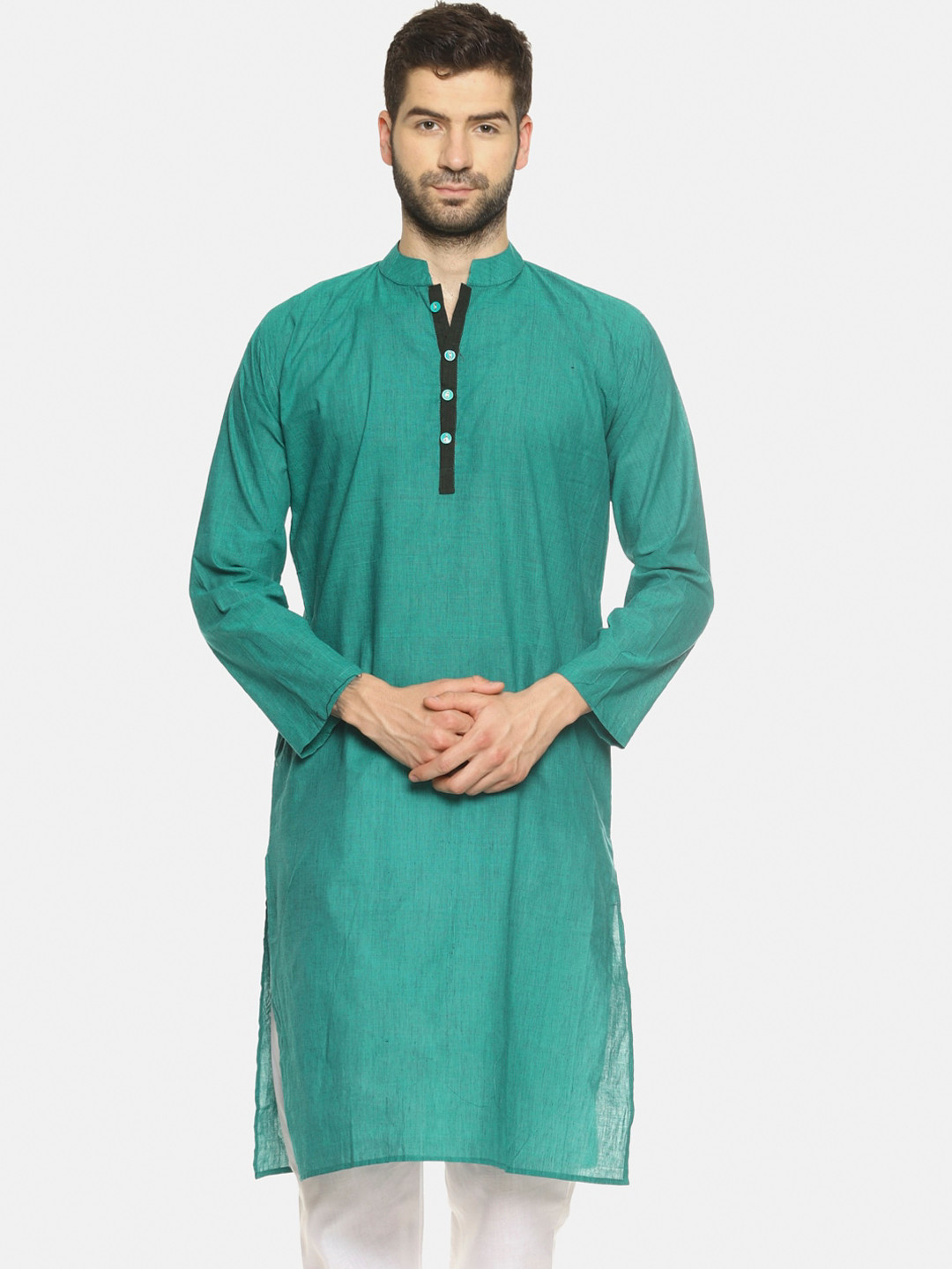 PAROKSH Men Green Handloom Kurta