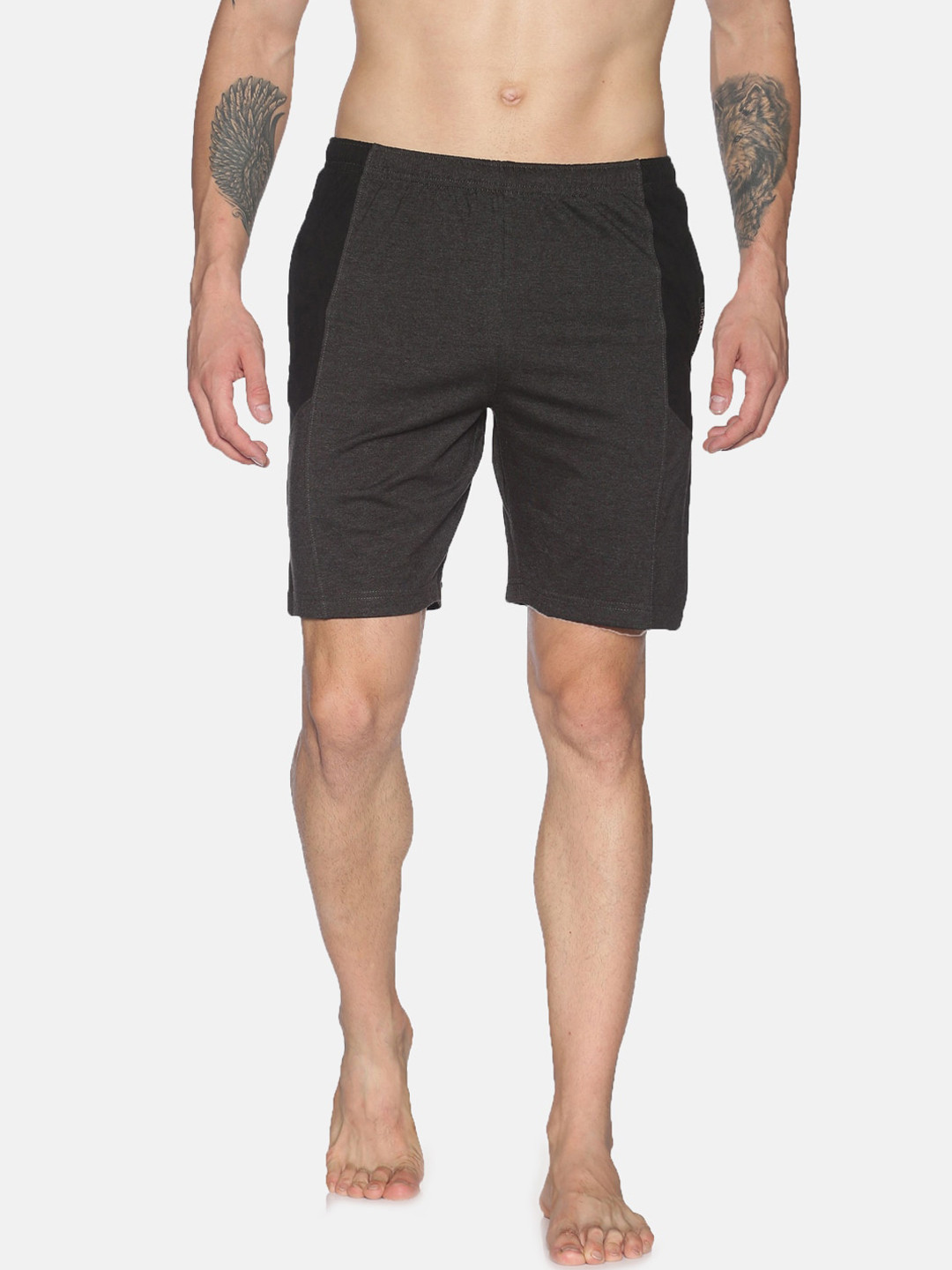 Dollar Solid Bermuda Shorts With Contrast cut and Sew Panel with Net Folding