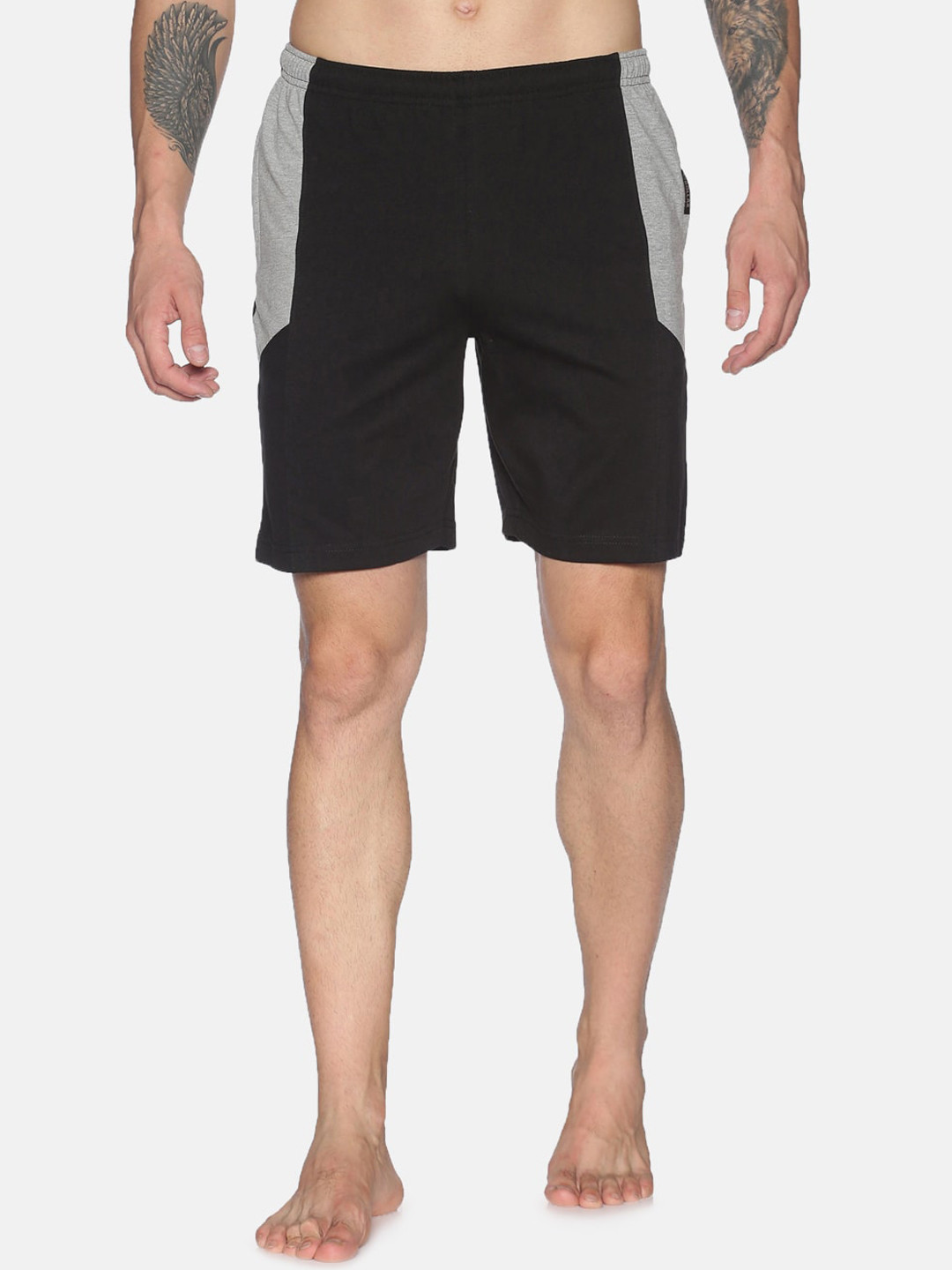 Dollar Solid Bermuda Shorts With Contrast cut and Sew Panel with Net Folding