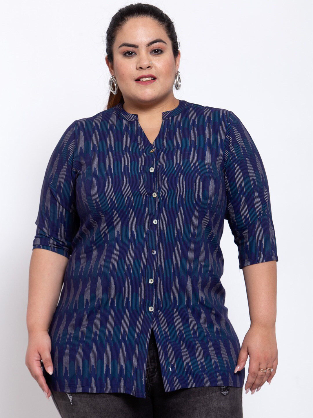 plusS Women Blue Printed Tunics