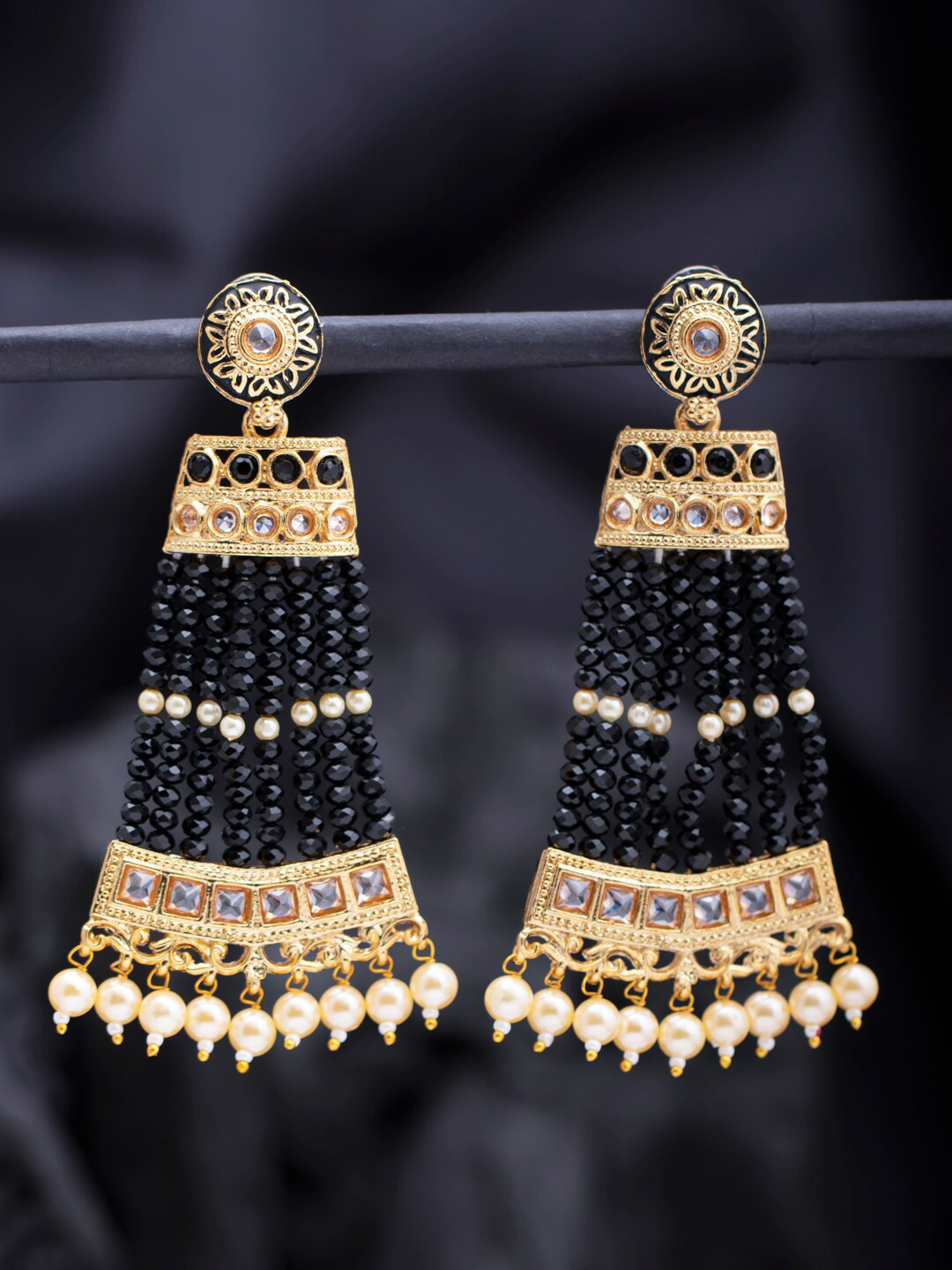 Sukkhi Grey Contemporary Drop Earrings