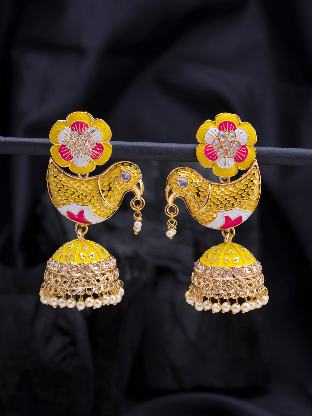 Sukkhi Yellow Contemporary Jhumkas