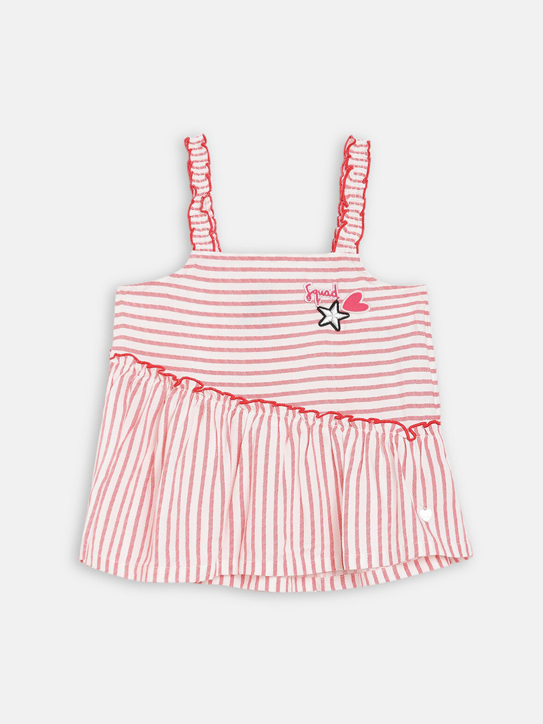 Blue Giraffe White & Red Striped Regular Top