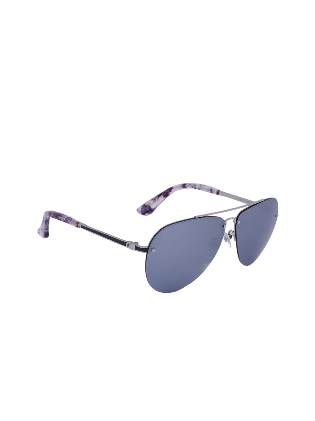 MARC LOUIS Unisex Grey Lens & Silver-Toned Aviator Sunglasses METALLIC-28- C-05 GREY