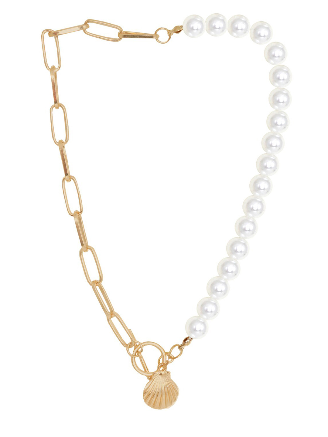 JOKER & WITCH Gold-Toned Pearl Shell Link Chain Necklace