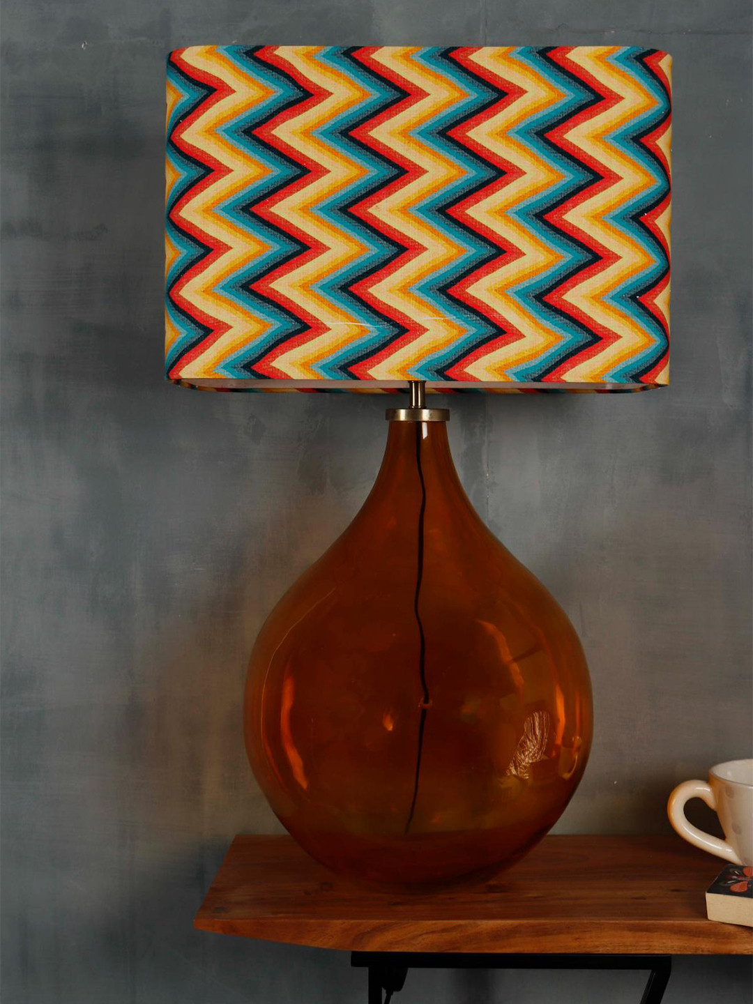 Grated Ginger Rust Orange Printed Contemporary Buffet Table Lamp with Shade