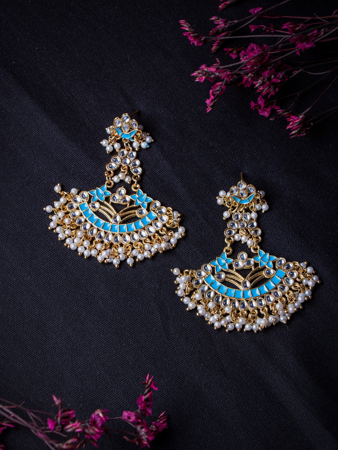 MORKANTH JEWELLERY Turquoise Blue Contemporary Chandbalis