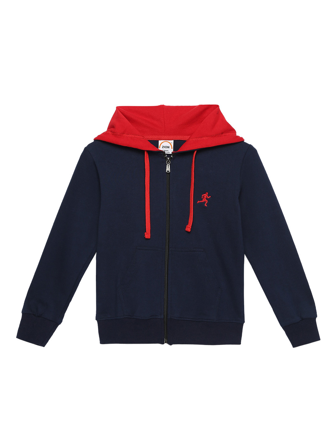 ZION Boys Navy Pure Cotton Solid Hooded Sweatshirt