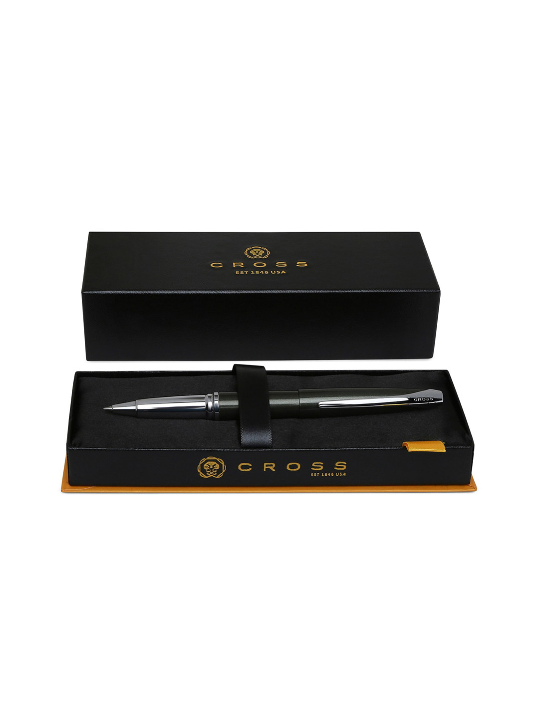 Cross Black & Silver-Toned Black ATX Brushed PVD Selectip Roller Ball Pen With Gift Box