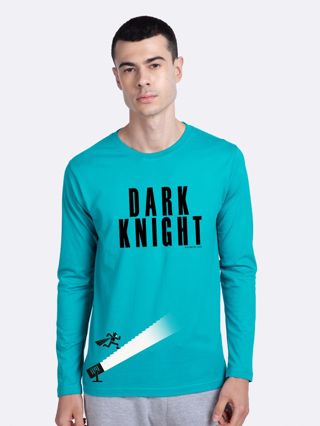 Bewakoof Men Blue Black Dark Knight Printed Round Neck T shirt