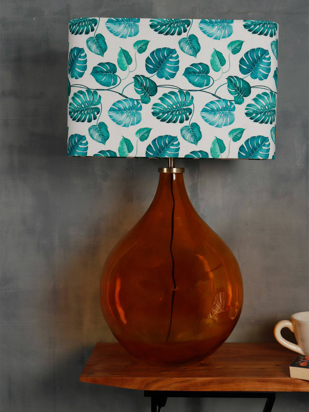 Grated Ginger Orange & White Printed Big Bump Table Lamp