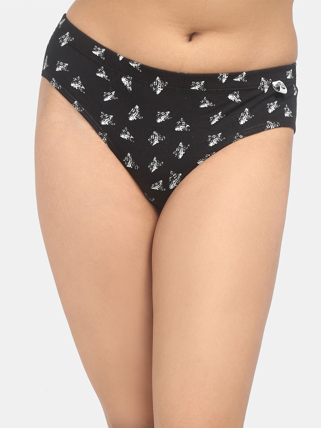 Wear Equal Women Black & White Printed Bikini Briefs 002/BA/AOP
