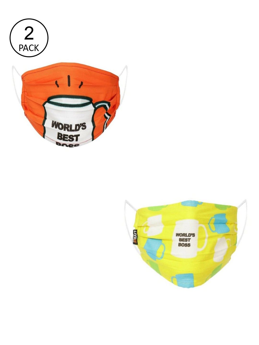 LIVE IT SAFE Unisex Pack Of 2 Printed 4-Ply Reusable Cotton Cloth Masks