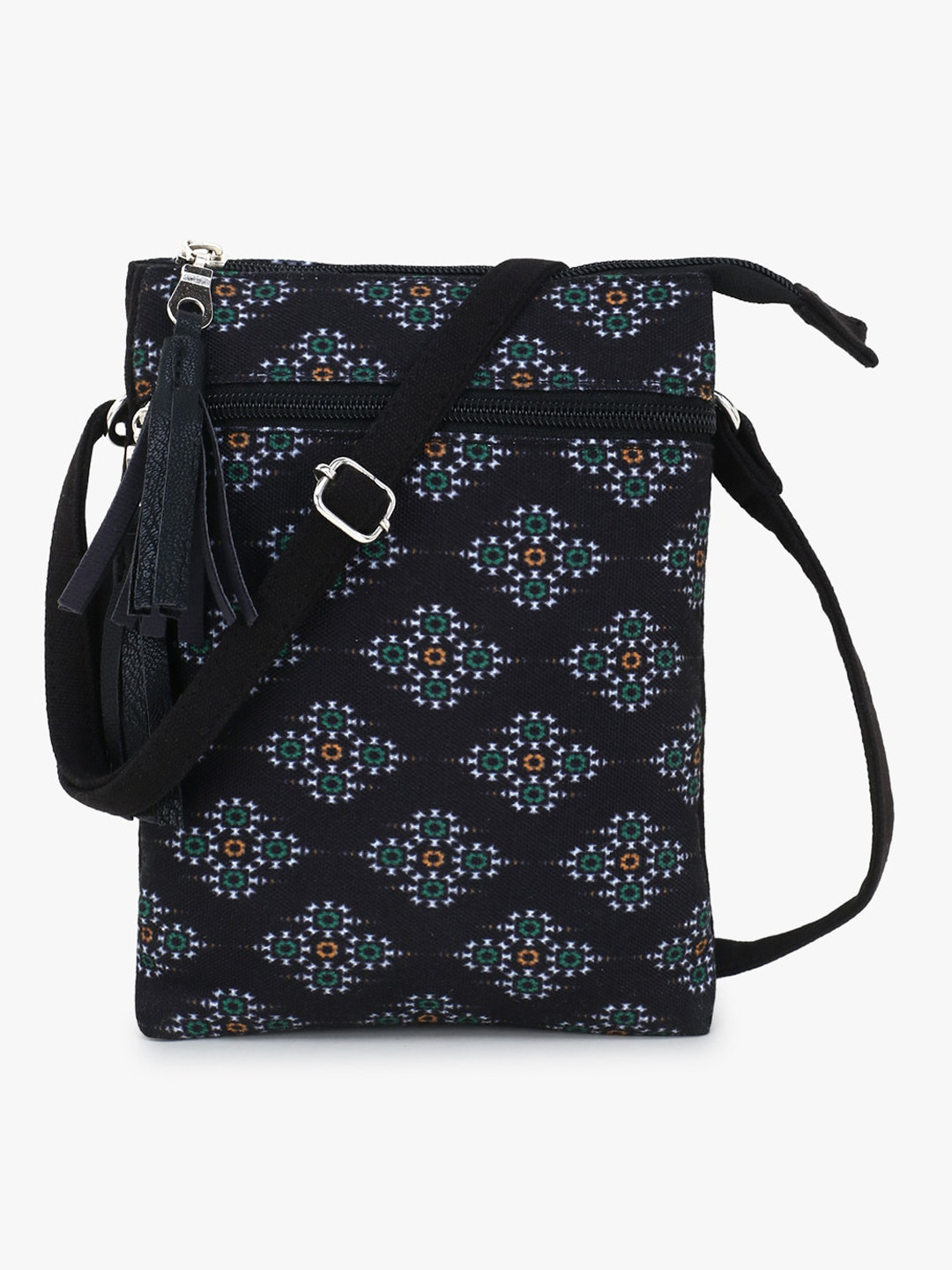 Anekaant Black Printed Hobo Bag