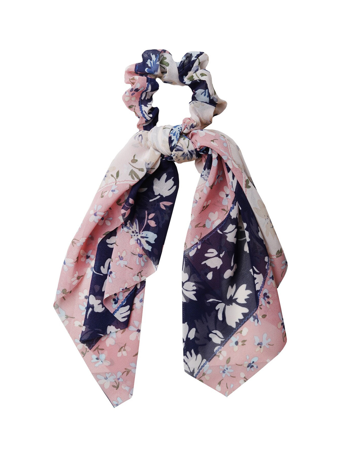 JOKER & WITCH Women Blue & Pink Floral Printed Scarf Style Scrunchie