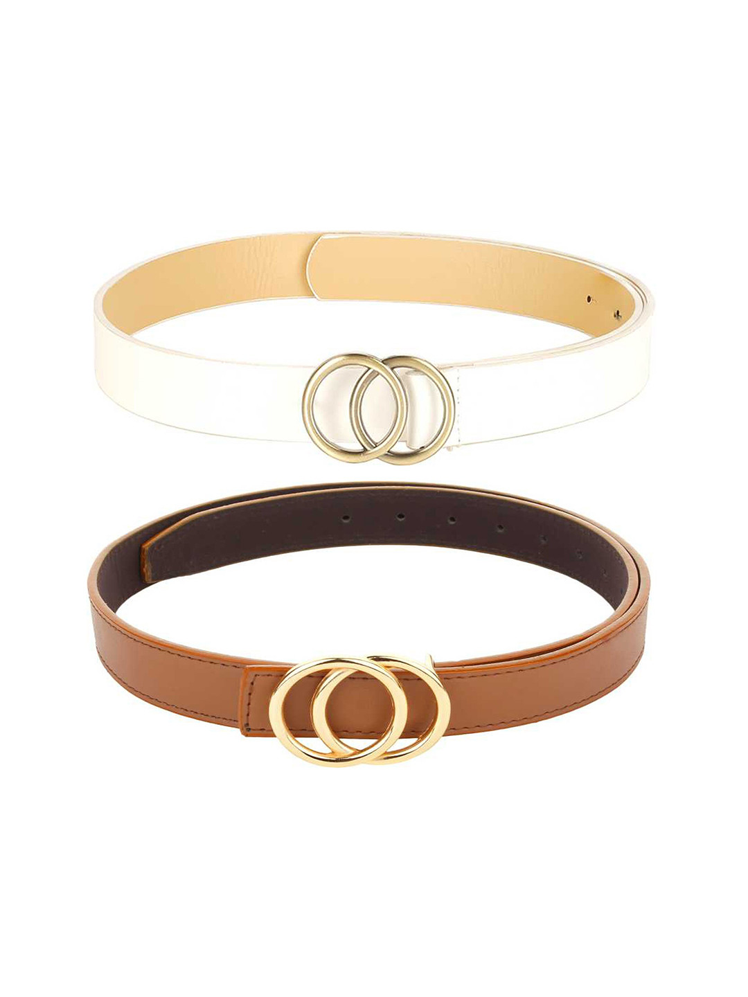 Kastner Pack of 2 Women Brown & White Solid Belt