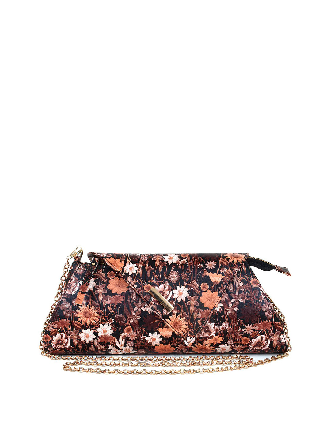 Spice Art Brown Floral Printed Envelope Clutch